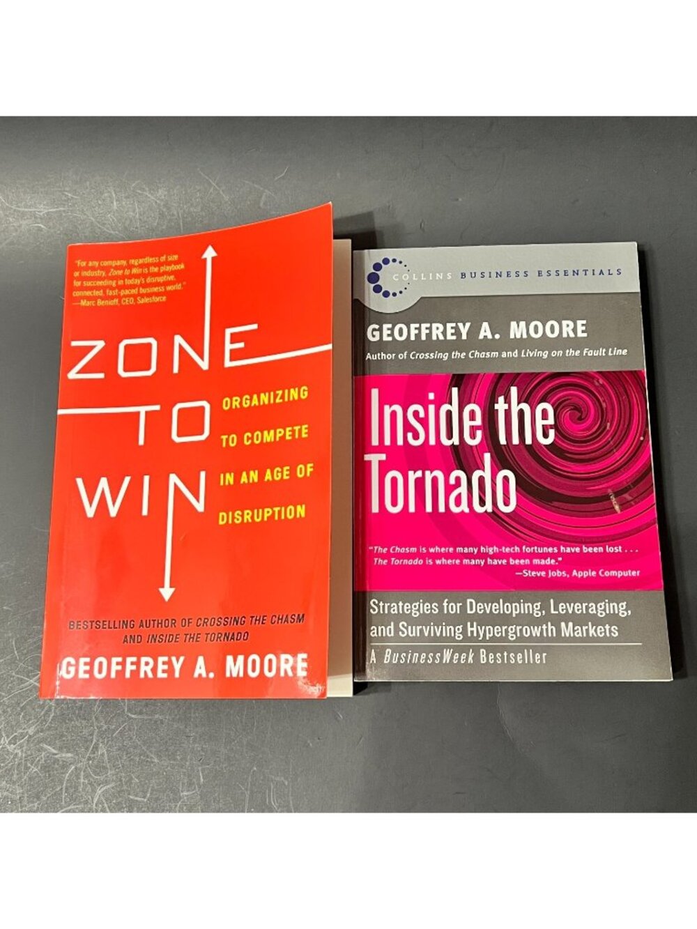 Lot of 2 Geoffrey Moore Business Books Zone to Win Inside the Tornado